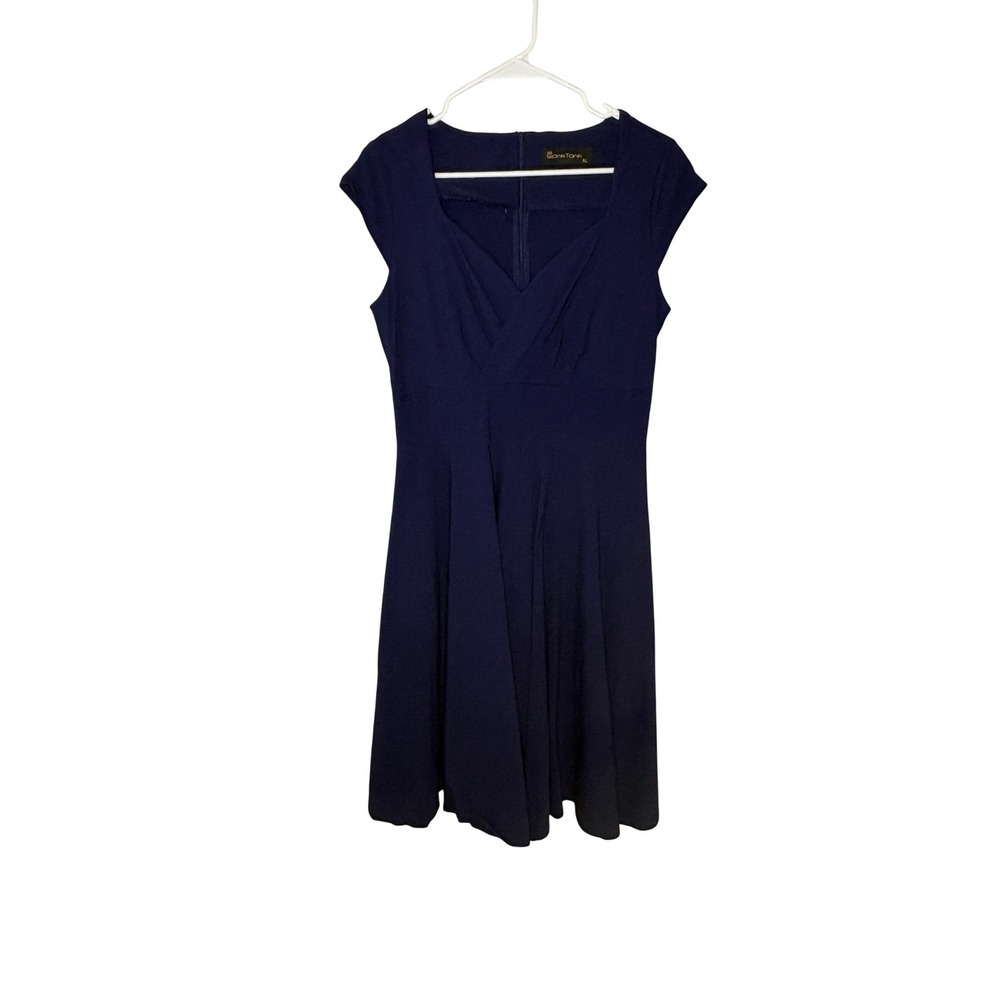 GownTown XL Navy Blue Fit & Flare Dress Vintage Inspired Midi Cocktail Dress